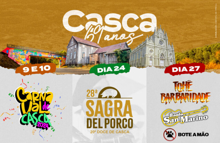 Programação dos 69 anos de Casca encerra nesta terça com um grande evento