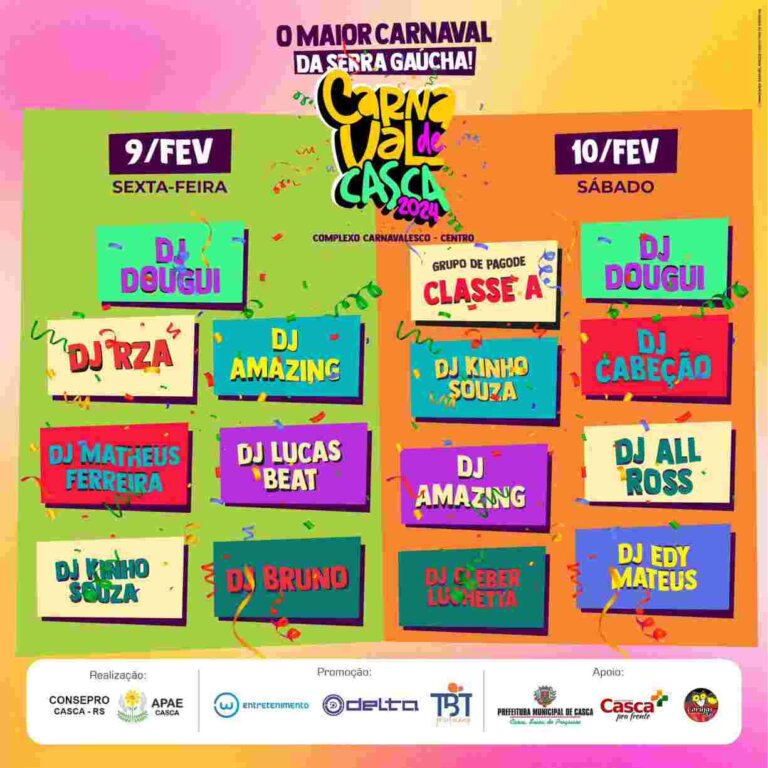 Ingressos à venda para o Carnaval de Casca