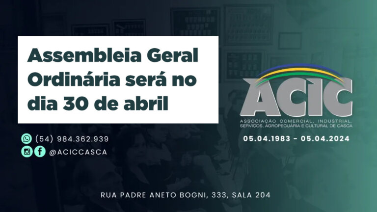 ACIC Casca convida para Assembleia Geral Ordinária