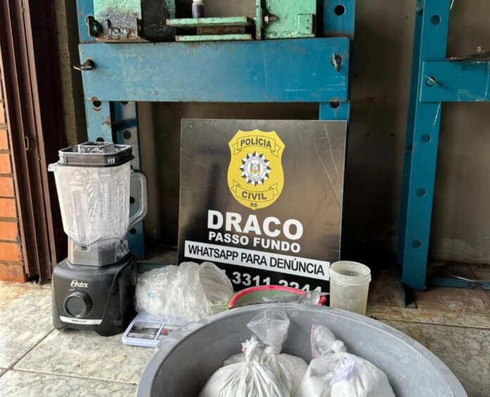 Laboratório de refino de cocaína é localizado pela polícia em Marau