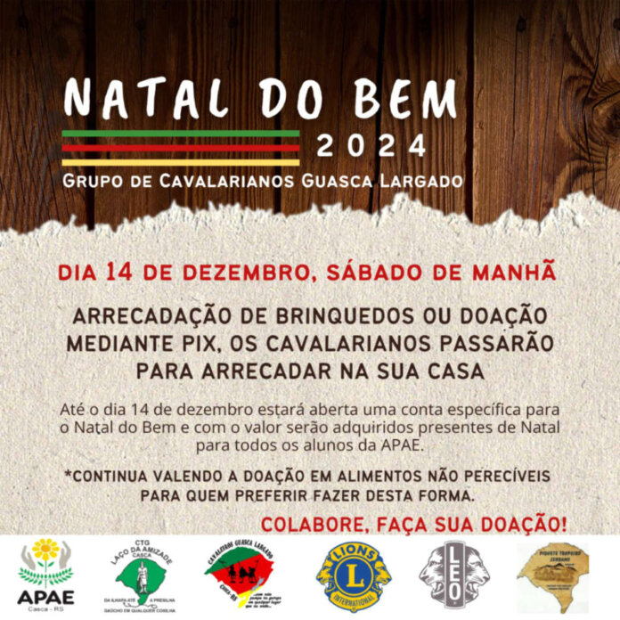 Grupo Guasca Largado está promovendo a campanha Natal do Bem