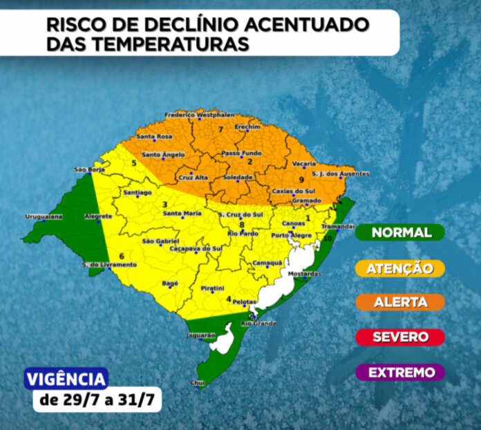 Massa de ar polar provoca frio intenso em várias regiões do Rio Grande do Sul
