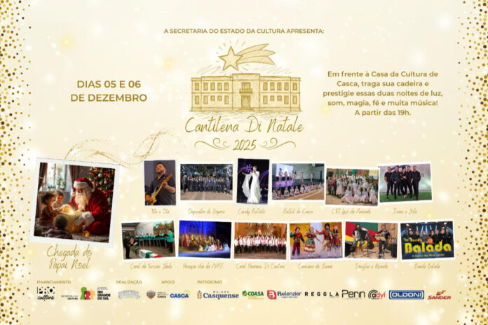 Cantilena di Natale retorna em novo formato e marca abertura do Natal em Casca