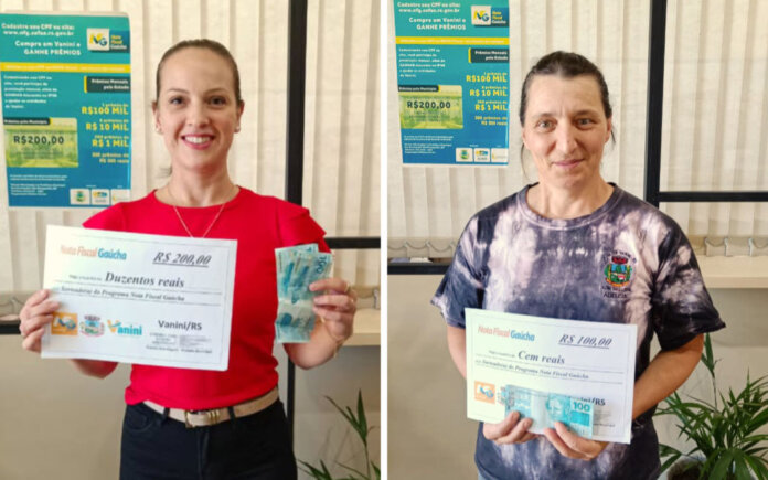 Sorteadas de novembro do Programa Nota Fiscal Gaúcha retiram premiação em Vanini