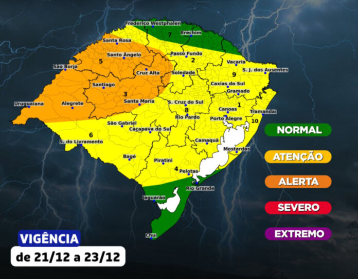 Semana inicia com temporais isolados acompanhados de chuva forte e volumosa, rajadas de vento e eventual queda de granizo