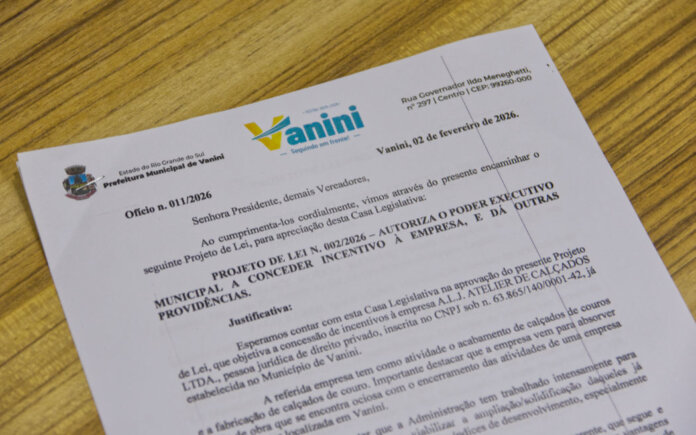 Câmara de Vanini aprova incentivo para nova empresa instalada no município