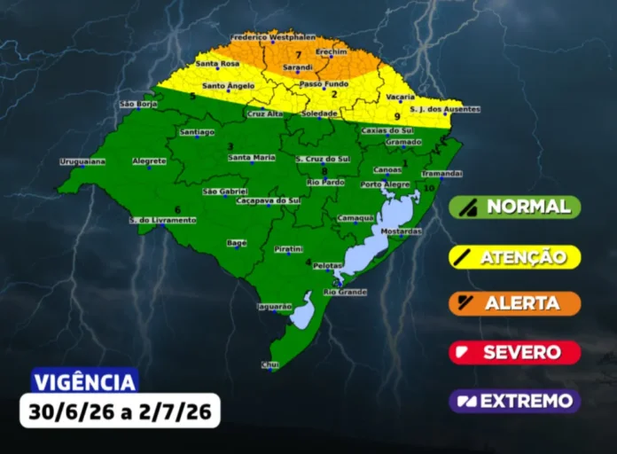Defesa Civil alerta para chuva intensa e temporais nos próximos dias