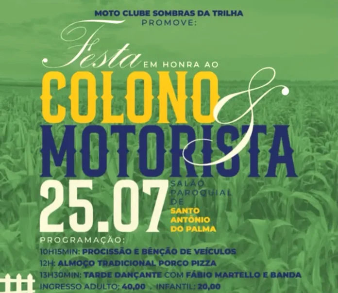 Ingressos para a Festa do Colono e Motorista de Santo Antônio do Palma já estão à venda