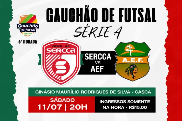 Sercca recebe a AEF pela 6ª rodada do Gauchão de Futsal Série A