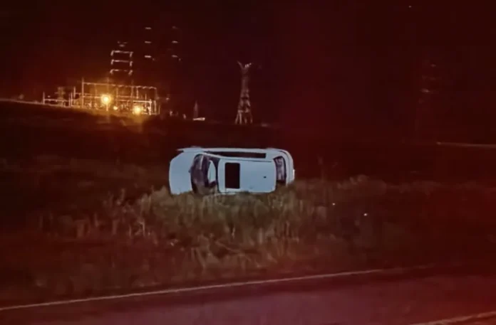 Veículo sai da pista e capota na ERS-324, em Casca